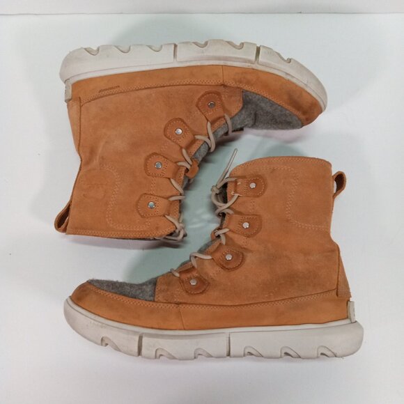 SOREL Explorer II Joan Winter Boots Women 11 Suede Leather Tan Gray Ankle - Picture 5 of 15